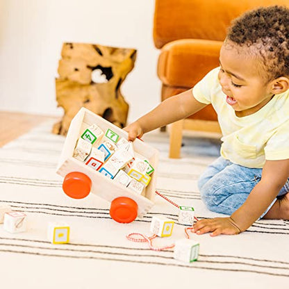 Melissa & Doug Classic ABC Wooden Block Cart Educational Toy With 30 1-Inch Solid ABC Wood Blocks For Toddlers Ages 2+ - WoodArtSupply