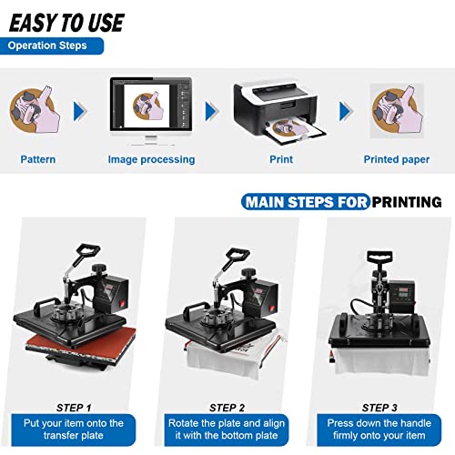 TOPDEEP 8 in 1 Heat Press Machine 12x15 inch, Combo Swing Away T Shirt Pressing Machine, Sublimation Heat Press Transfer Machine for T-Shirt Hat Cap Topdeep
