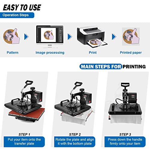 TOPDEEP 8 in 1 Heat Press Machine 12x15 inch, Combo Swing Away T Shirt Pressing Machine, Sublimation Heat Press Transfer Machine for T-Shirt Hat Cap - WoodArtSupply