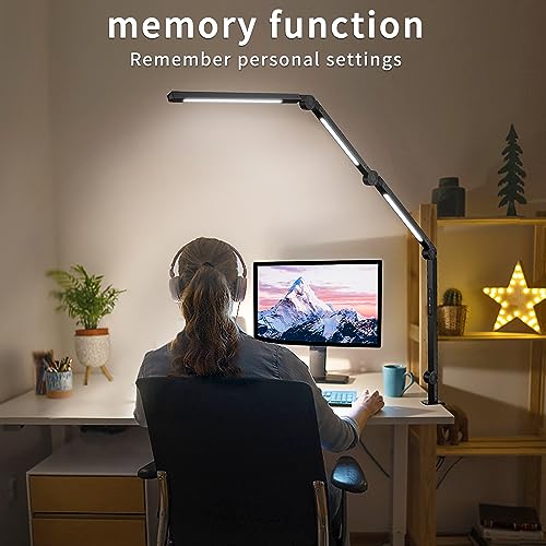 LED Desk Lamp, Swing Arm Desk Lamps with Clamp, Eye-Care Architect Desk  Lights, 3 Color Modes & 10 Adjustable Brightness Levels, Table Lamps with