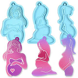 Pregnant Mom Keychain Epoxy Resin Silicone Molds with Hanging Hole Mama to Be Tags Pendant Charms 3-Bundle 2.9inch Length FUNSHOWCASE