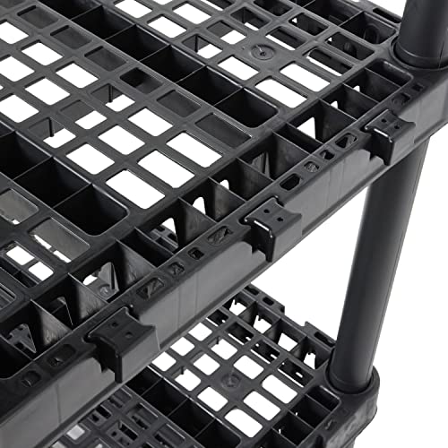 Gracious Living 5 Shelf Knect-A-Shelf Ventilated Extra Heavy Duty Storage Unit Organizer System for Home, Garage, Basement, and Laundry, Black Gracious Living