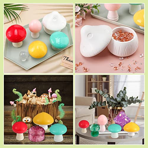 BBTO 14 Pcs Jar Resin Mold Mushroom Jar Silicone Mold Jewelry Holder  Container Epoxy Mold Resin Jar Mold with Lid Casting Trinket Box Candle  Holder
