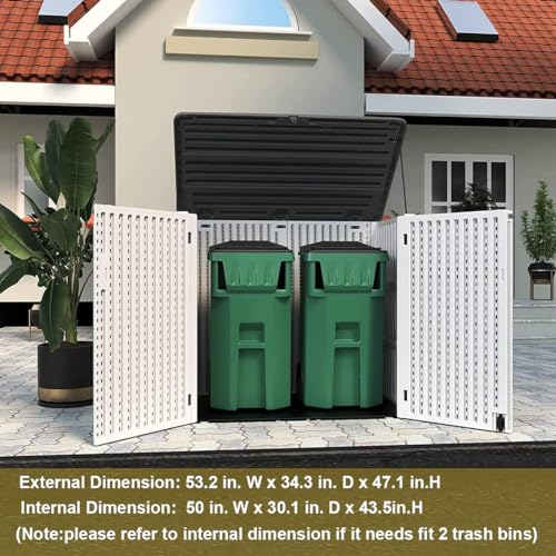 KINYING Larger Outdoor Storage Shed Weather Resistance, Horizontal Storage Box Waterproof for Garden, Patios, Backyards, 48 Cu.ft Capacity for Bike, KINYING