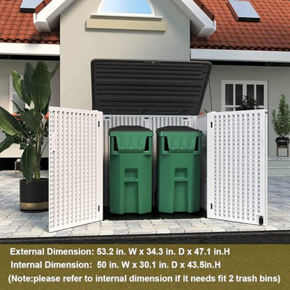 KINYING Larger Outdoor Storage Shed Weather Resistance, Horizontal Storage Box Waterproof for Garden, Patios, Backyards, 48 Cu.ft Capacity for Bike,