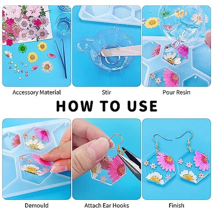 RESIN GO 54 Pcs Epoxy Resin Jewelry Molds for Beginners, Moldes De Silicona para Resina for Earrings Pendants Necklaces Keychains Making, Variety - WoodArtSupply