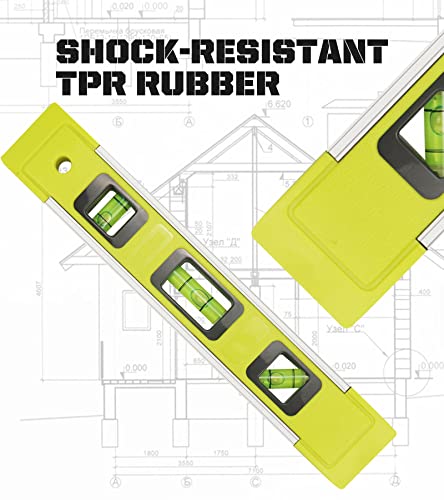 DIFFLIFE Level & Tool Magnetic Aluminum Reinforced Torpedo Level, 9", Green (1PCS) DIFFLIFE