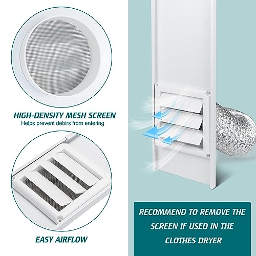 Daisypower Dryer Vent Window Kit, Adjustable Window Vent Kit with Outdoor Dryer Vent Cover,4 Inch Hood for Exhaust Ventilation Daisypower