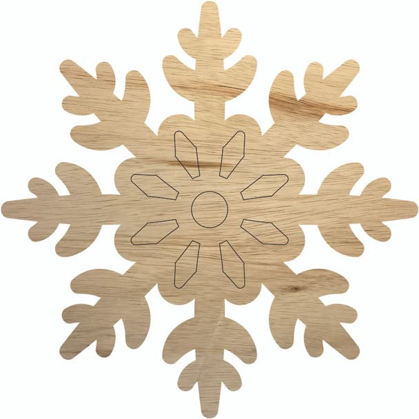 Wooden Snowflake 9" Shape, Unfinished Wood Christmas Winter Craft Cutout, DIY