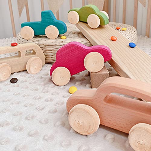 OLYCRAFT 16pcs Wood Craft Wheels 1.9 Inch Unfinished Wooden Wheels Classic Axle Hole Natural Wooden Crafts Small Car Accessories for Arts & Crafts, OLYCRAFT