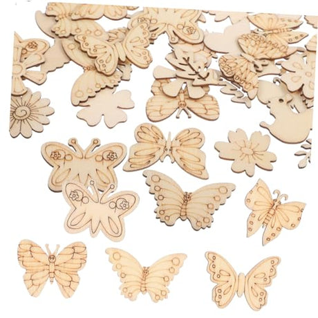 VOSAREA 100pcs Christmas Wood Chips Unfinished Wood Slice Christmas Party Favor Paintable Christmas Ornament Christmas Present Decorations Crafts VOSAREA