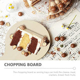 TEHAUX 4pcs Wood Craft Cutting Board Unfinished Mini Wooden Cutting Board DIY Blank Paddle with Handle Round Serving Board Chopping Board for TEHAUX