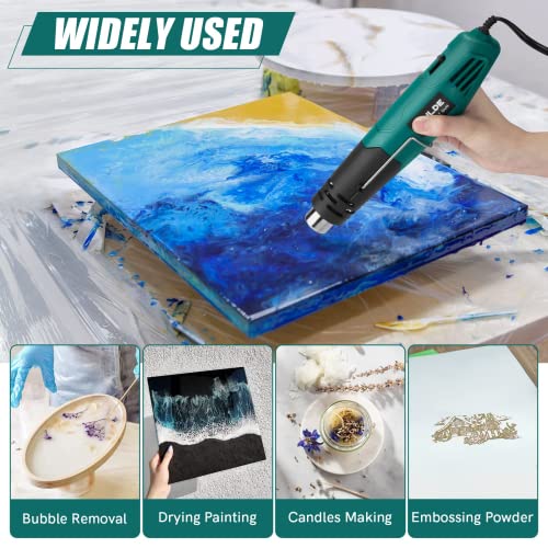 Mini Heat Gun, PRULDE 380W 2-Temp 480°F-850°F (250°C-450°C) Fast Heat Hot Air Gun with 6.56Ft Cord & Reflector Nozzle for Vinyl Wrap, Crafts, NEU MASTER