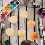 OLYCRAFT 100PCS Hexagon Wood Pieces Unfinished Wood Hexagon Pieces 1.5x1.3x0.2 Inch Natural Wood Hexagon Cutout Wood Hexagon Blank Slices for DIY OLYCRAFT