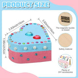 Kigley 6 Sets Paint Your Own Wooden Heart Boxes Arts and Craft Paint Kits Unfinished Wood Jewelry Box for Ages 2-12 Year Old Girls Boys DIY Craft Kigley