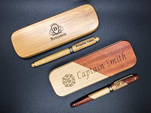 Custom Engraved Wood Pen Set With Maple and Rosewood Finish, Executive Pen and Box With Free Personalization Generic