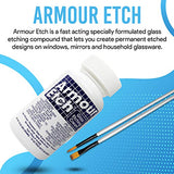 Armour Etch Glass Etching Cream Kit - Create Permanently Etched Designs - 10oz Net Weight - Bundled with Moshify Application Brushes Moshify