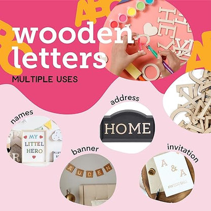 Incraftables Wooden Letters for Crafts (2 inch Big). A-Z Alphabet Unfinished Wood Letter with 0-9 Numbers & Symbols (172 pcs). Best Large & Small