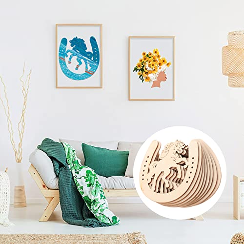 48pcs Wood Discs Slices Horseshoe Shape Unfinished Wooden Cutouts for Christmas Craft DIY Home Decoration EXCEART