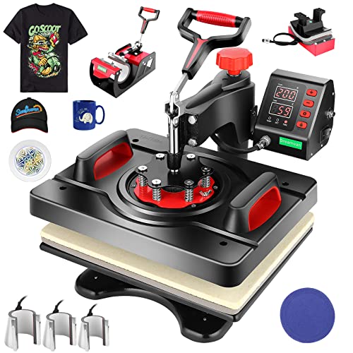 Upgraded 8 in 1 Heat Press Machine Digital Combo - 12x15 Heat Press for T Shirts Hat Mug Plate - Professional Heat Press for Sublimation, Vinyl, Heat