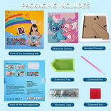 5D Diamond Painting Kits for Kids with Wooden Frame - Stitch Diamond Art for Kids Ages 6-8-10-12,DIY Art and Crafts Big Gem Gift Diamond Dots Ammklfh