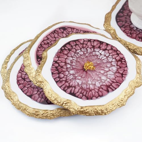4 pcs Resin Coaster Molds, Silicone Coaster Molds for Epoxy Resin，Irregular Edge Coaster Molds for Resin Casting DIY Custom Coasters Resin Crafts SIMEIQI