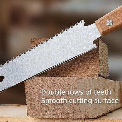 Double Edge Handsaw with 6-Inch Flexible Blade, Double Edge Pull Saw TPI 17/14, Small Double Edge Handsaw for Woodworking, PVC Pipe Cutting and DIY