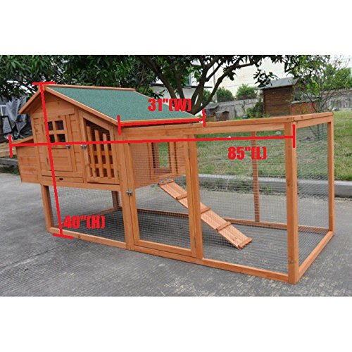 ChickenCoopOutlet Deluxe Large Wood Chicken Coop Backyard Hen House 3-5 Chickens w Nesting Box Run ChickenCoopOutlet