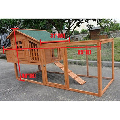 ChickenCoopOutlet Deluxe Large Wood Chicken Coop Backyard Hen House 3-5 Chickens w Nesting Box Run - WoodArtSupply