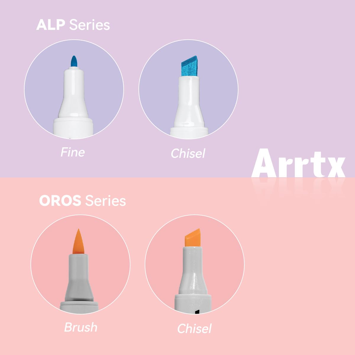 Arrtx Pastel Markers OROS 24 Colors,Alcohol Based Markers,Brush and Chisel  Tip,Permanent Art Marker Pen for Artist Adult Kids Drawing Calligraphy