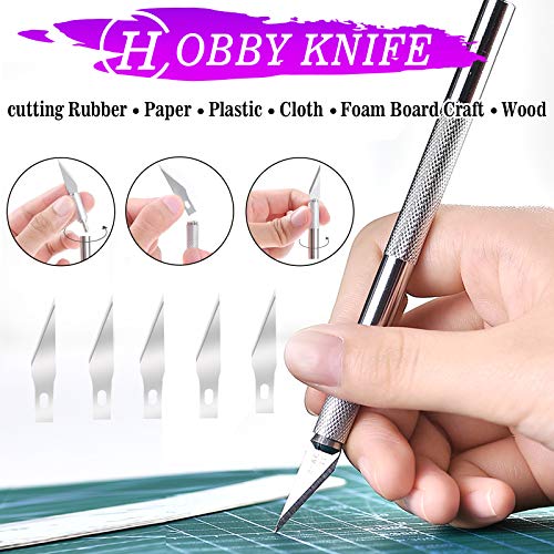 WAYCOM Rubber Stamp Making Kit,Rubber Carving Block Linoleum Cutter Set Rubber Stamp Carving Block Craft Ink Pad Hobby Knife Pencil for DIY Stamp WAYCOM
