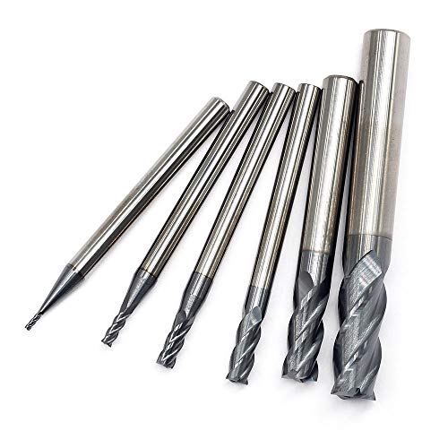 OSCARBIDE Carbide End Mill Set for Steel 4 Flutes CNC Spiral Router Bits 6 Pieces,Square CNC Spiral Router Bits Carbide Dia（1 2 3 4 6 8mm) Tian - WoodArtSupply