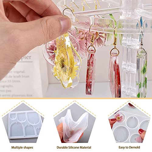 Resin Jewelry Molds,12 PCS Earring Resin Molds Silicone with Hole, Variety Shapes and Size Jewelry Casting Molds for Epoxy Resin, Resin Molds for MAMUNU