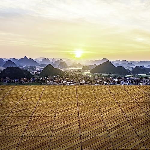 Interlocking Deck Tile (Pack of 10, 12"x12") Acacia Hardwood Deck Tile, Interlocking Patio Tile in Solid Acacia Wooden Oiled Finish Waterproof all WoodArtSupply