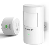 Motion Sensor Switch with Outlet, ASOFTY PIR Wireless Motion Sensor Plug with Light Sensor, Adjustable Sensitivity, IP54 Waterproof, Auto Activated ASOFTY