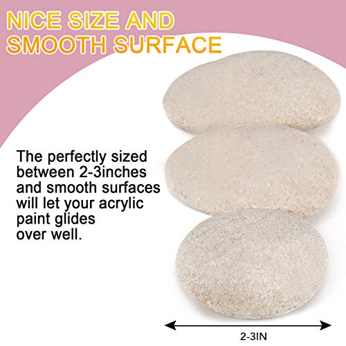 MEKOUZON 24PCS River Rocks for Painting, Naturally Stones for Kindness Arts, 2-3 inch Perfect for DIY Project, Hand Crafts for Family Time, Kid Party