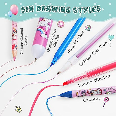 ABERLLS Unicorn Markers Set for Girls Age 5 6 7 8 9 10 Years Old, Unicorns Gifts for Kids Girls Birthday, Art Coloring Marker Kit with Unicorn Pencil ABERLLS