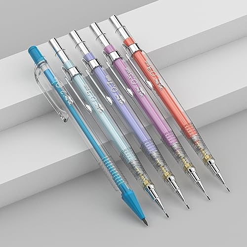 Mr. Pen- Pastel Mechanical Pencil Set with Black Lead and Eraser Refills, Clear Barrel, 0.3, 0.5, 0.7, 0.9, 2mm, Pastel Mechanical Pencils, Cute Mr. Pen