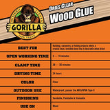 Gorilla Dries Clear Wood Glue, 4oz Bottle (Pack of 2) Gorilla