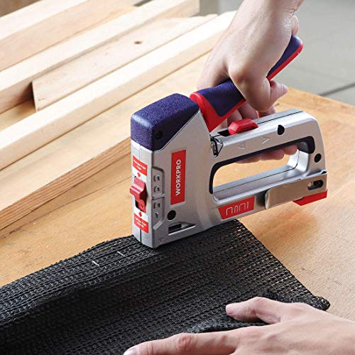 WORKPRO Heavy-Duty 4-in-1 Staple Gun Kit, Manual Brad Nailer with 3000 Staples and 1000 Brad Nails, for Upholstery, Material Repair, Decoration, WORKPRO