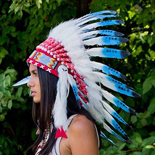 Novum Crafts Feather Headdress | Native American Indian Inspired | Blue Tips Novum Crafts