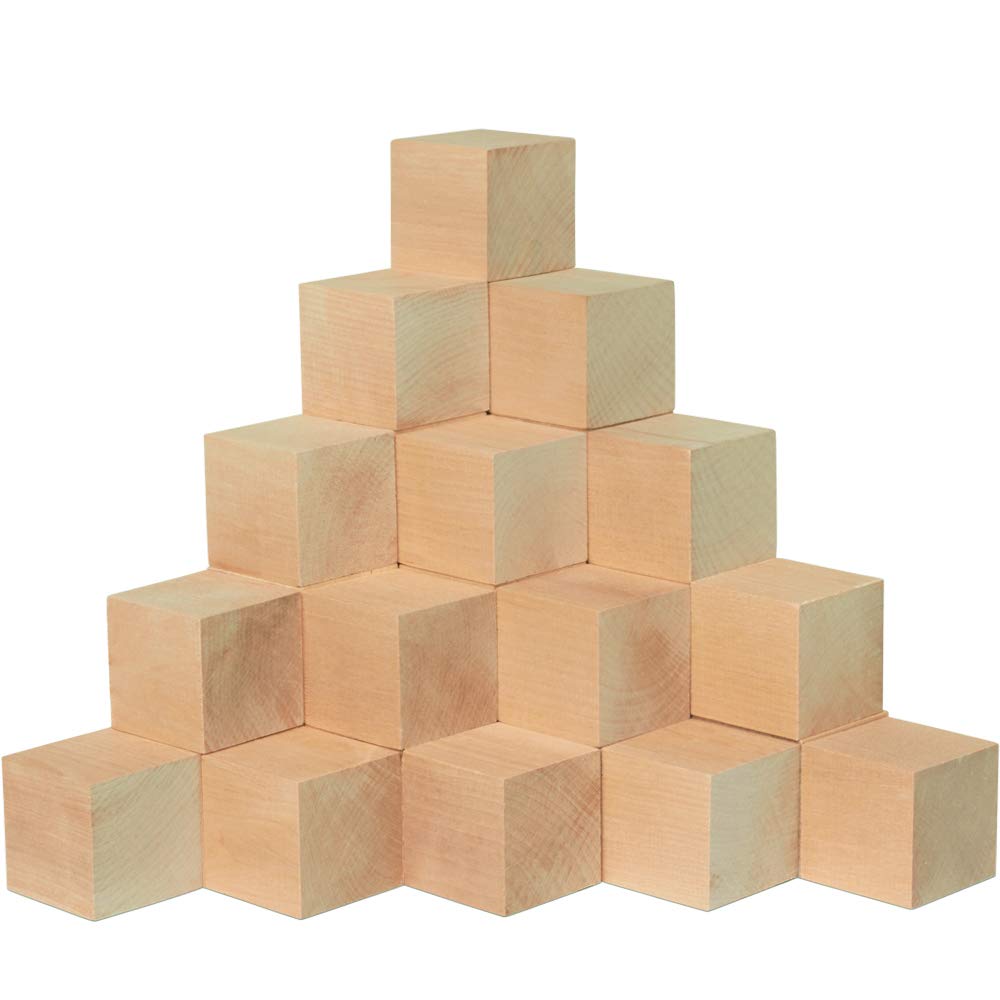 Unfinished Wood Cubes 2-inch, Pack of 50 Large Wooden Cubes for Wood Blocks Crafts and Decor, by Woodpeckers Woodpeckers