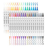 TRANSON 36 Colors Acrylic Paint Marker Pen Set Fine and Brush Dual-tip for Canvas Rock Wood Leather Ceramic DIY Painting TRANSON