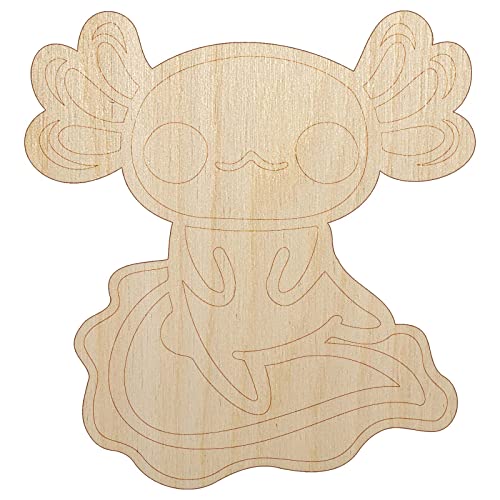 Delightful Kawaii Chibi Axolotl Unfinished Wood Shape Piece Cutout for DIY Craft Projects - 1/4 Inch Thick - 6.25 Inch Size Sniggle Sloth