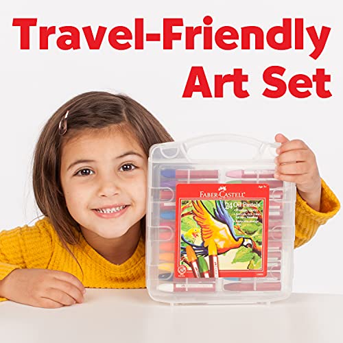 Faber-Castell Blendable Oil Pastels In Durable Storage Case- 24 Vibrant Colors - Non-Toxic Pastels for Kids Faber-Castell