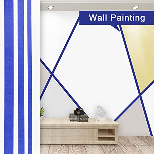 BOMEI PACK 6Pack Blue Painters Masking Tape, 1/4” 1/2” 3/4” X 60yds Multi Size Painting Paper Tape, Clean Removal with No Residue BOMEI PACK