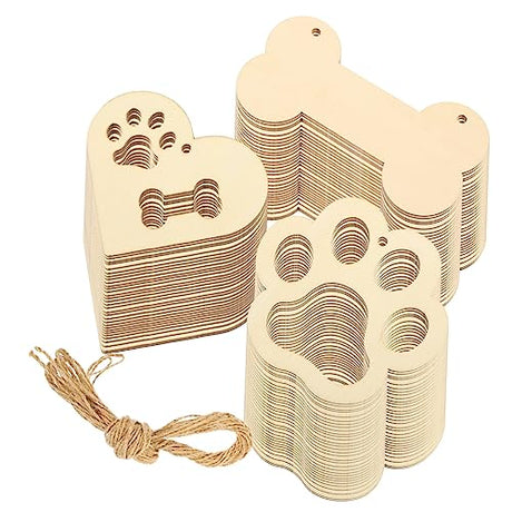 ABOOFAN 1 Set DIY Creative Wood Chips Gift Label Gift Decorative Label Unfinished Wooden Plain Wood Cutouts Blank Wooden Plaque Wooden Gift Ornaments ABOOFAN