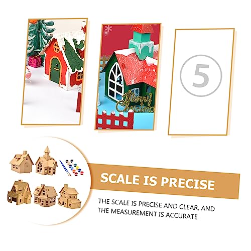 Toyvian 5 Sets Christmas Cookie House 3D Gingerbread House Cardboard City House Unfinished Xmas House Xmas Homemade Hut Wooden Christmas Village Toyvian