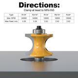 Fivepears 5Pcs Bullnose Router Bit Set 1/2 Shank, Bearing Half Round Router Bits for Woodworking, Carbide Tipped Edge Bits for Cutting Door Cabinet FIVEPEARS