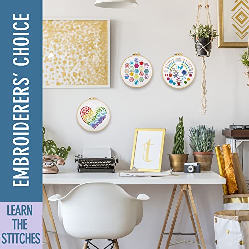 Learn 30 Stitches Heart Embroidery kit for Beginners with Stamped Embroidery Patterns Starter Kit. Needlepoint Cross Stitch for Kids & Adults CRAFTILOO